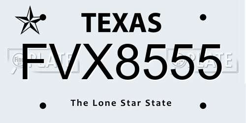 FVX8555 Texas License Plate