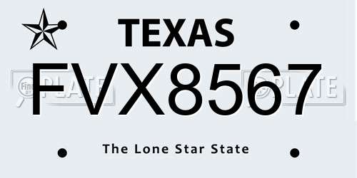 FVX8567 Texas License Plate