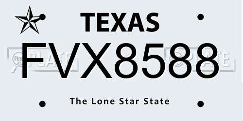 FVX8588 Texas License Plate