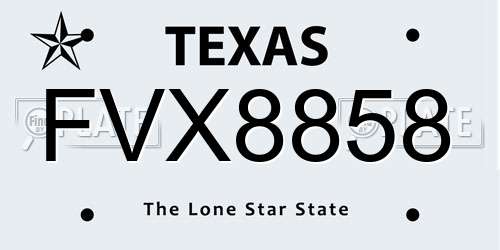 FVX8858 Texas License Plate