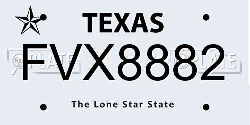 FVX8882 Texas License Plate