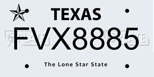 FVX8885 Texas License Plate