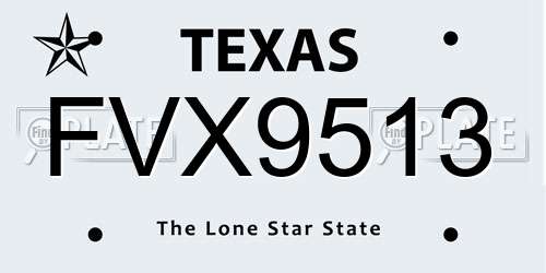 FVX9513 Texas License Plate