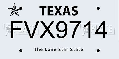 FVX9714 Texas License Plate