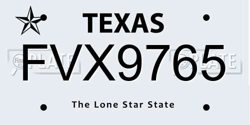 FVX9765 Texas License Plate