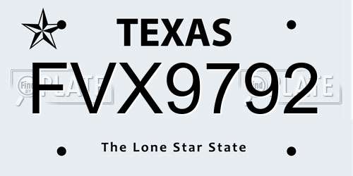 FVX9792 Texas License Plate