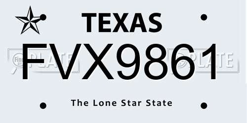 FVX9861 Texas License Plate