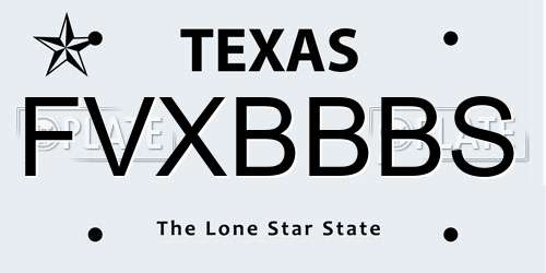 FVXBBBS Texas License Plate