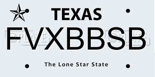 FVXBBSB Texas License Plate