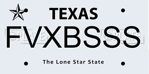 FVXBSSS Texas License Plate