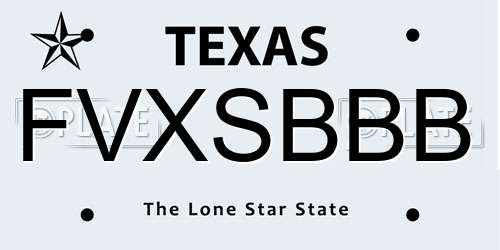 FVXSBBB Texas License Plate