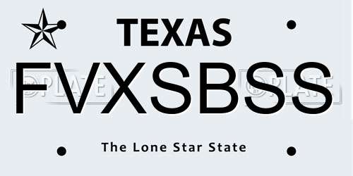 FVXSBSS Texas License Plate