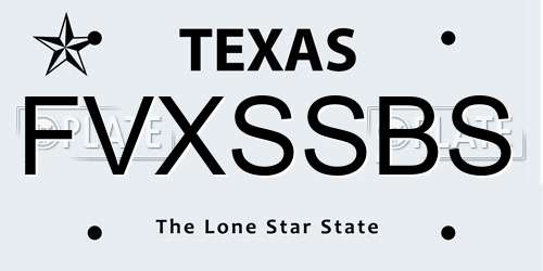 FVXSSBS Texas License Plate