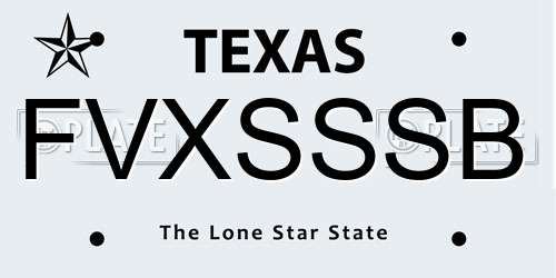 FVXSSSB Texas License Plate