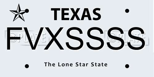 FVXSSSS Texas License Plate