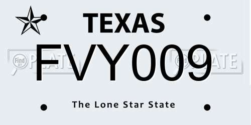 FVY009 Texas License Plate