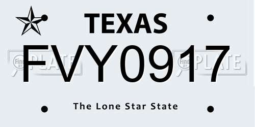 FVY0917 Texas License Plate