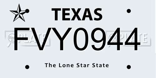 FVY0944 Texas License Plate