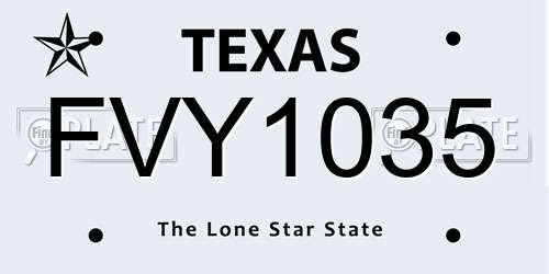 FVY1035 Texas License Plate