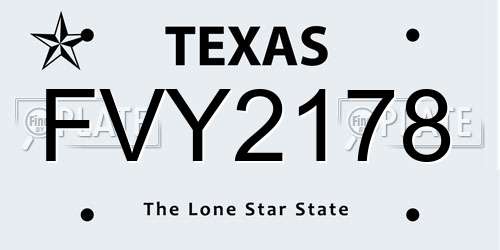 FVY2178 Texas License Plate