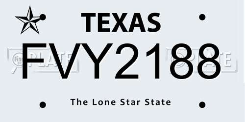 FVY2188 Texas License Plate