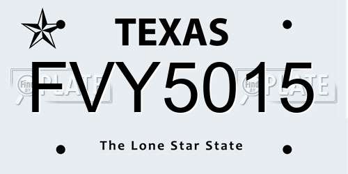 FVY5015 Texas License Plate