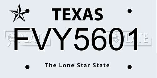 FVY5601 Texas License Plate