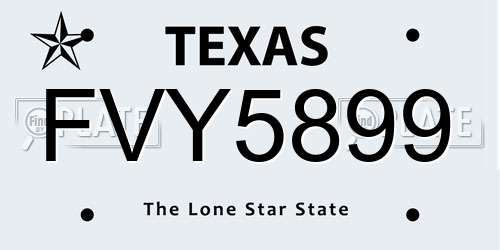 FVY5899 Texas License Plate
