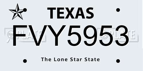 FVY5953 Texas License Plate