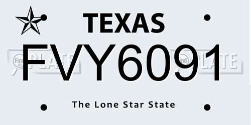FVY6091 Texas License Plate