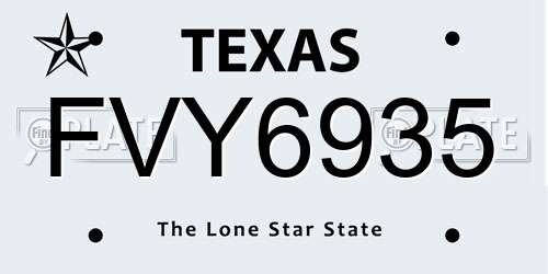 FVY6935 Texas License Plate