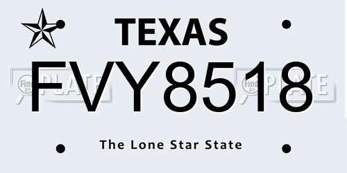 FVY8518 Texas License Plate