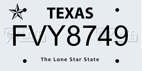FVY8749 Texas License Plate