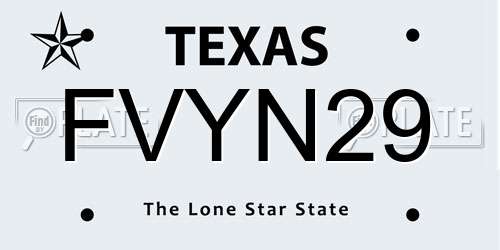 FVYN29 Texas License Plate