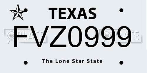 FVZ0999 Texas License Plate