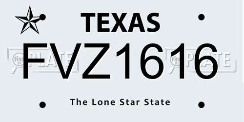 FVZ1616 Texas License Plate