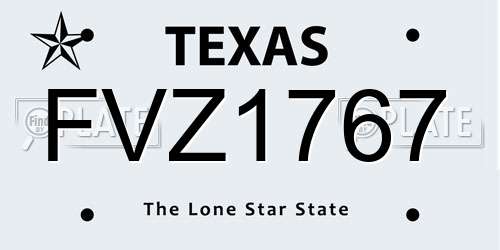 FVZ1767 Texas License Plate