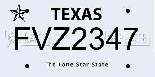 FVZ2347 Texas License Plate