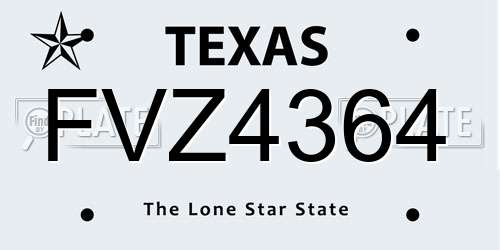 FVZ4364 Texas License Plate