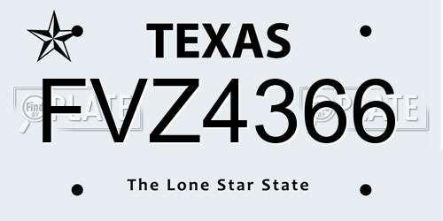 FVZ4366 Texas License Plate