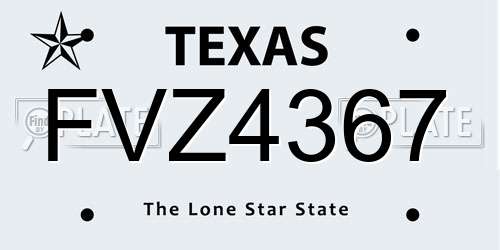 FVZ4367 Texas License Plate