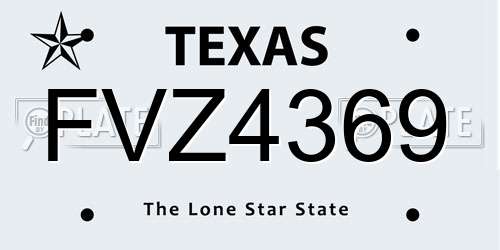 FVZ4369 Texas License Plate