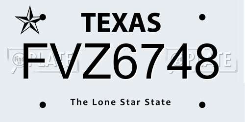 FVZ6748 Texas License Plate