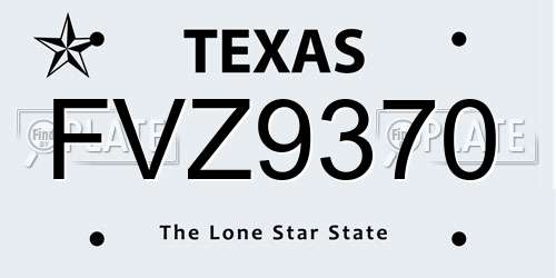 FVZ9370 Texas License Plate