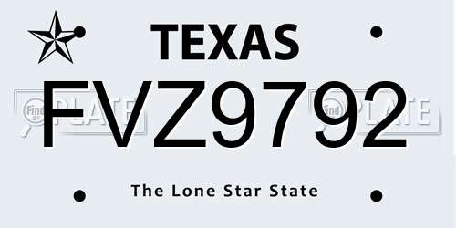 FVZ9792 Texas License Plate