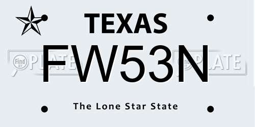 FW53N Texas License Plate