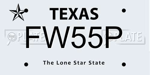 FW55P Texas License Plate