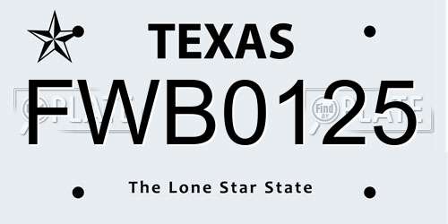 FWB0125 Texas License Plate