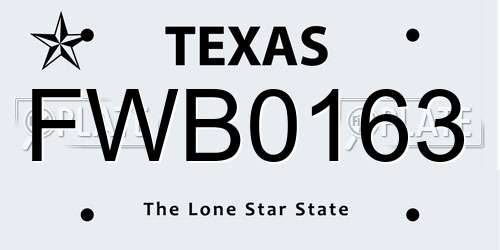 FWB0163 Texas License Plate