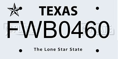 FWB0460 Texas License Plate